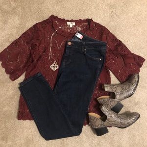 CAbi dark wash skinny jeans